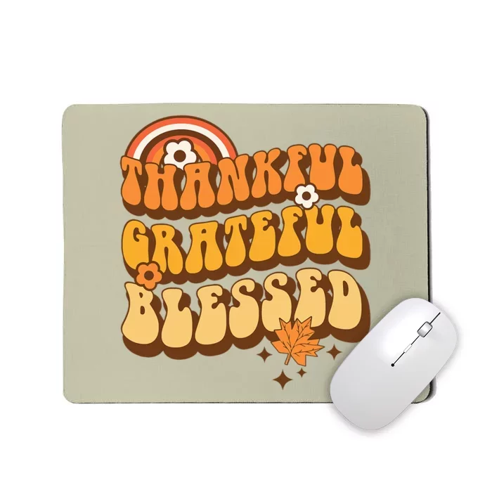 Thankful Grateful Blessed Retro Fall Thanksgiving Mousepad