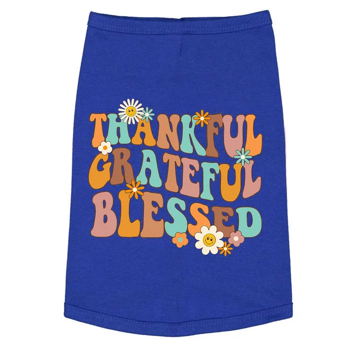 Thankful Grateful Blessed Thanksgiving Autumn Groovy Doggie Tank