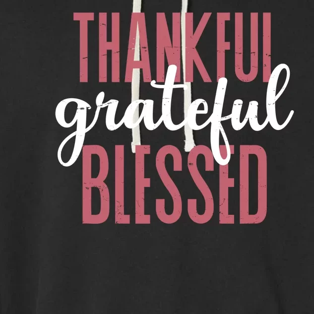 Thankful Grateful Blessed Cute Holiday Garment-Dyed Fleece Hoodie