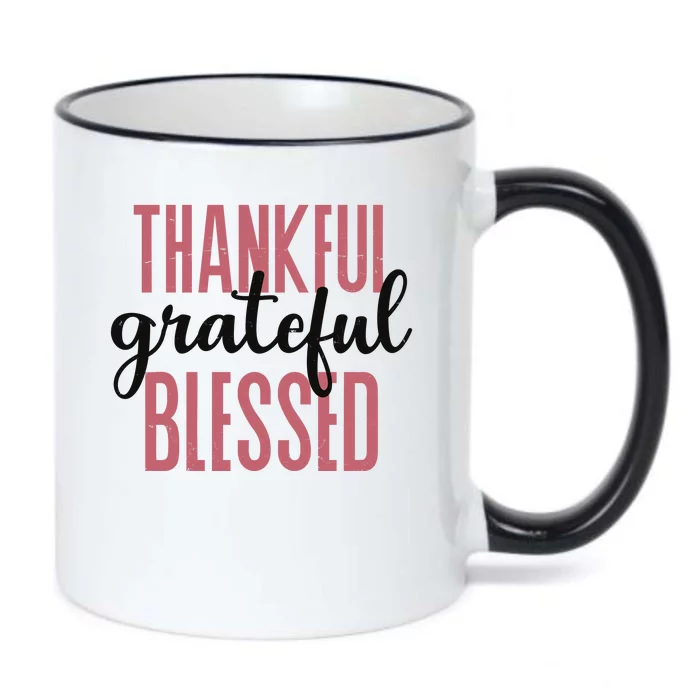 Thankful Grateful Blessed Cute Holiday Black Color Changing Mug