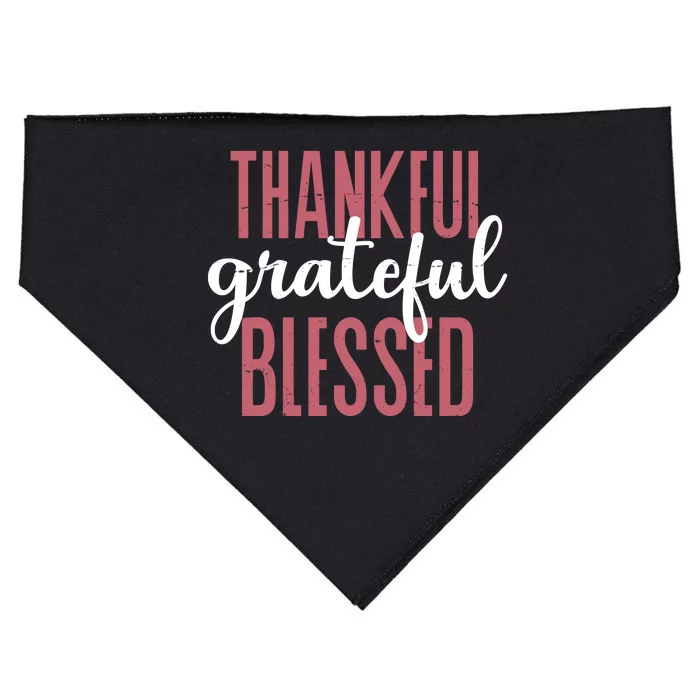 Thankful Grateful Blessed Cute Holiday USA-Made Doggie Bandana