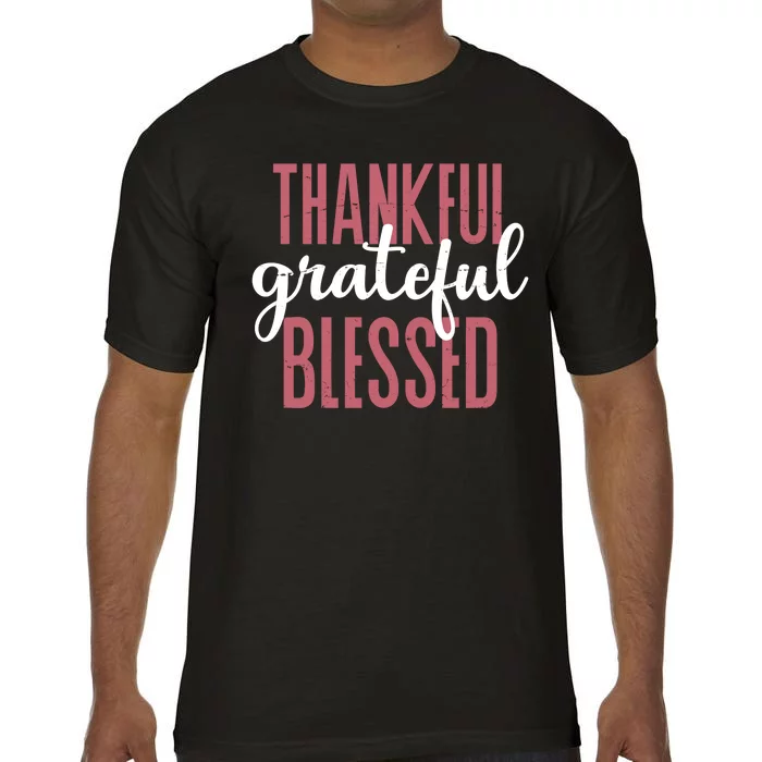 Thankful Grateful Blessed Cute Holiday Comfort Colors T-Shirt