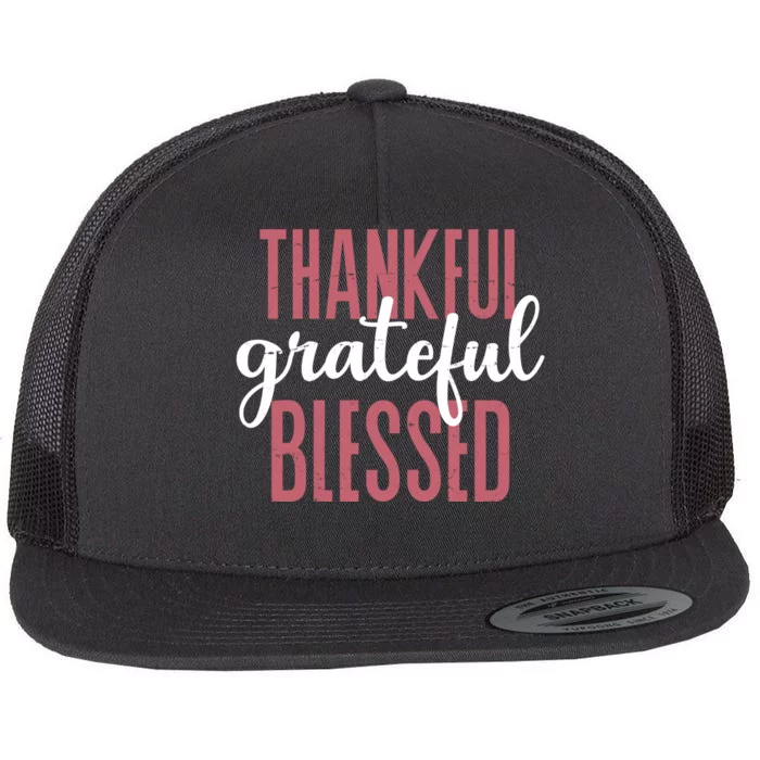 Thankful Grateful Blessed Cute Holiday Flat Bill Trucker Hat