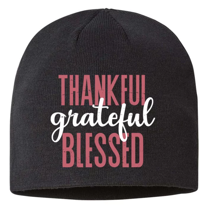 Thankful Grateful Blessed Cute Holiday 8 1/2in Sustainable Knit Beanie