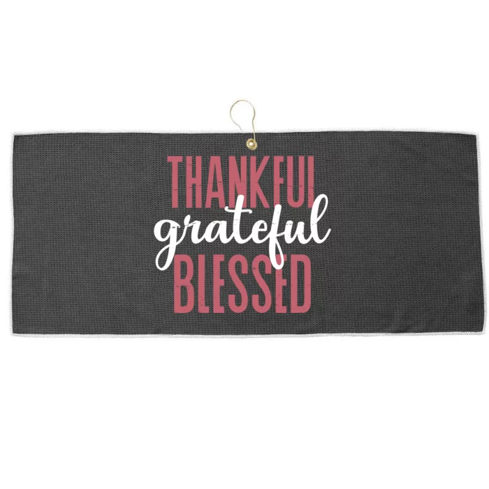 Thankful Grateful Blessed Cute Holiday Large Microfiber Waffle Golf Towel