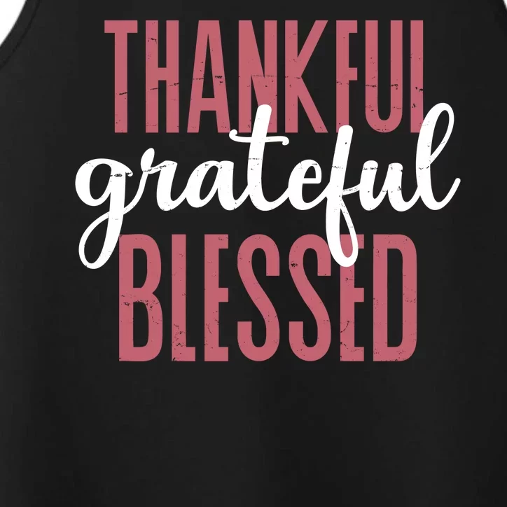 Thankful Grateful Blessed Cute Holiday Performance Tank