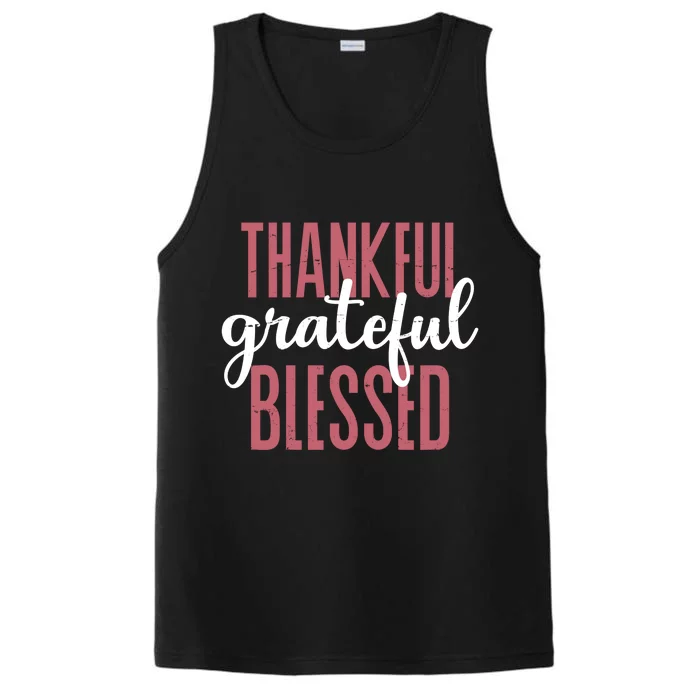 Thankful Grateful Blessed Cute Holiday Performance Tank