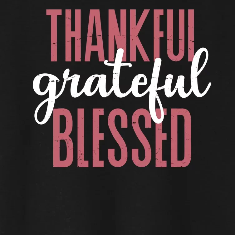 Thankful Grateful Blessed Cute Holiday Women's Crop Top Tee