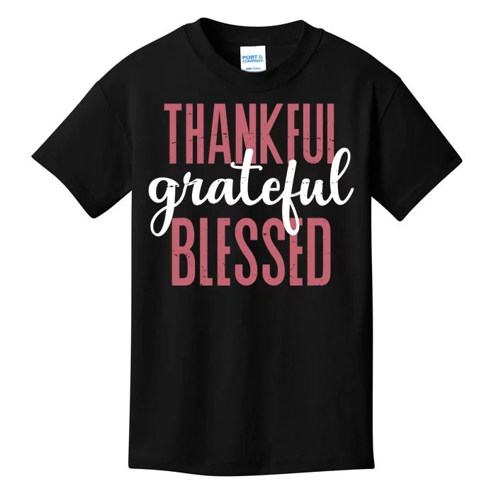 Thankful Grateful Blessed Cute Holiday Kids T-Shirt