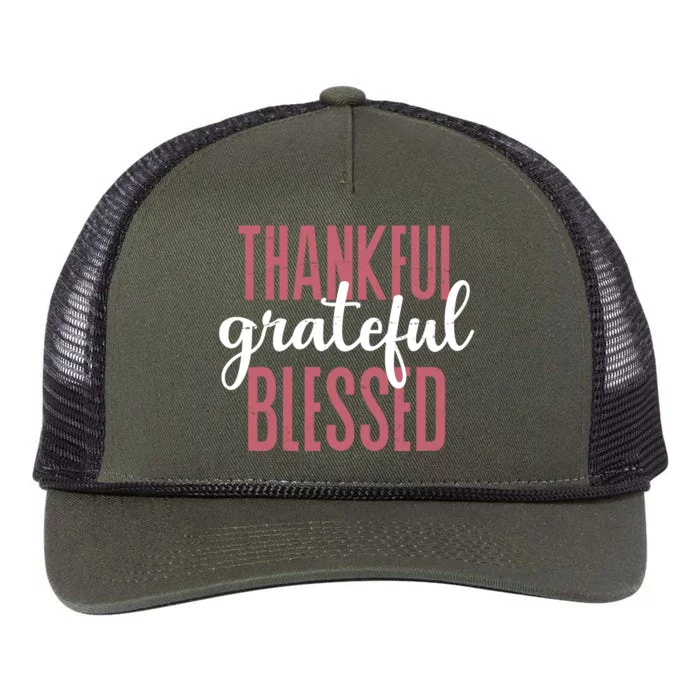 Thankful Grateful Blessed Cute Holiday Retro Rope Trucker Hat Cap