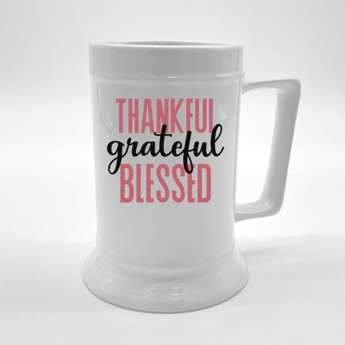 Thankful Grateful Blessed Cute Holiday Front & Back Beer Stein