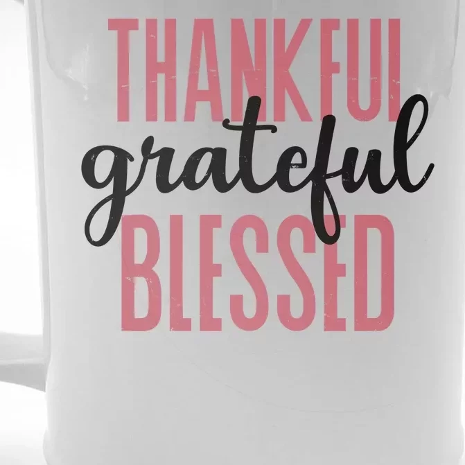 Thankful Grateful Blessed Cute Holiday Front & Back Beer Stein