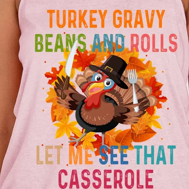 Turkey Gravy Beans And Rolls Let Me See That Casserole Gift Women's Knotted Racerback Tank