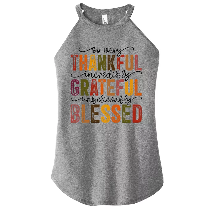 Thankful Grateful Blessed Women’s Perfect Tri Rocker Tank