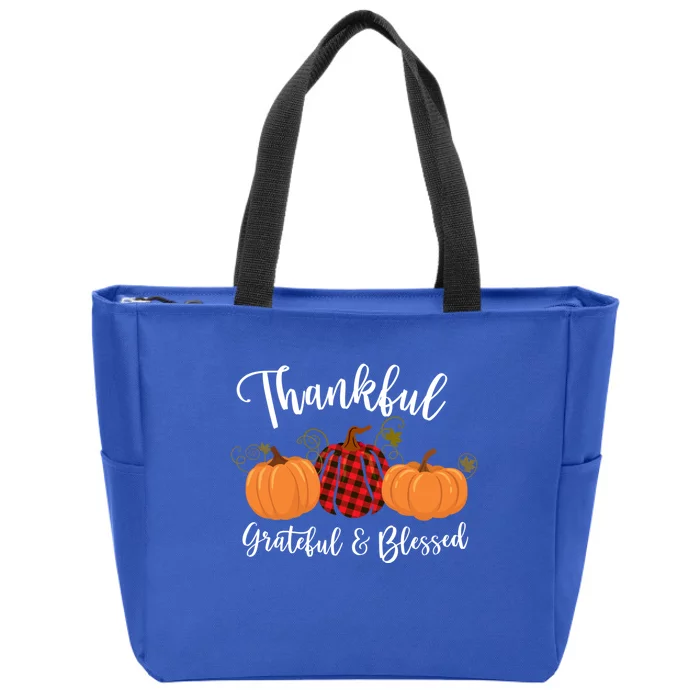 Thankful Grateful Blessed Gift Zip Tote Bag