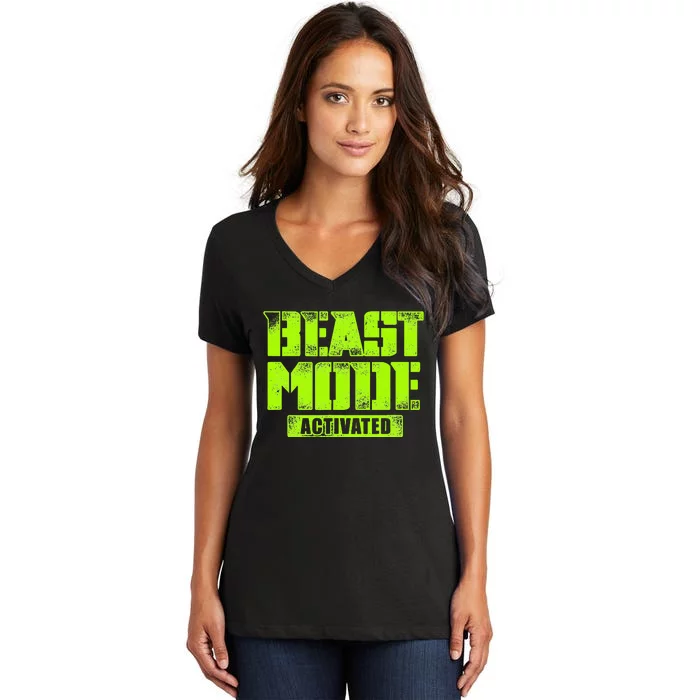 Trendy Graphic Beast Mode Activated Women's V-Neck T-Shirt