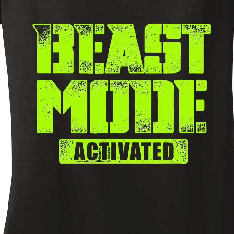 Trendy Graphic Beast Mode Activated Women's V-Neck T-Shirt