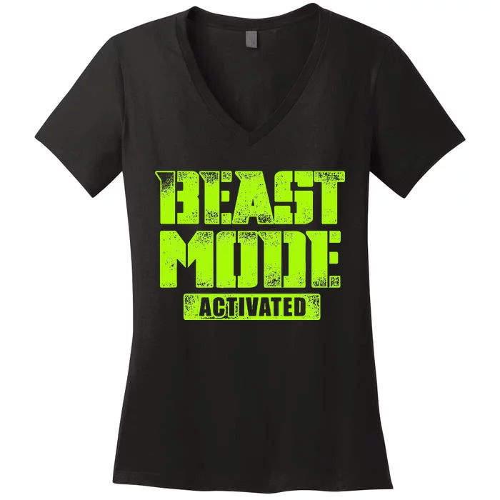 Trendy Graphic Beast Mode Activated Women's V-Neck T-Shirt