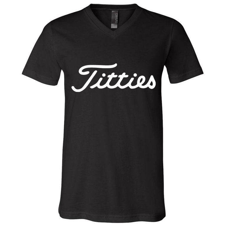 Titties Golf Bachelor Party Funny Golfing Gift Parody V-Neck T-Shirt