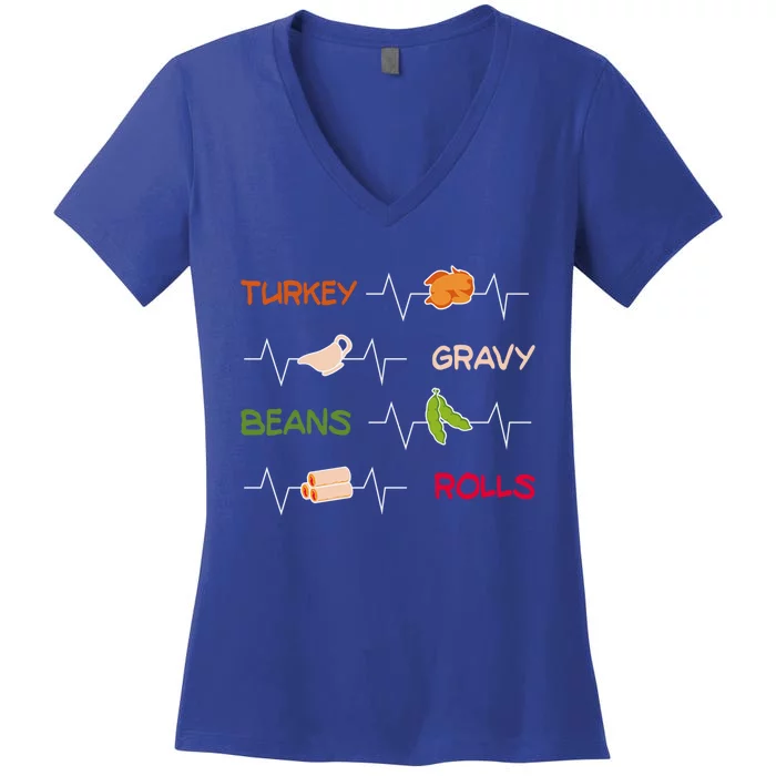 Turkey Gravy Beans Rolls / Funny Thanksgiving Party Great Gift Women's V-Neck T-Shirt