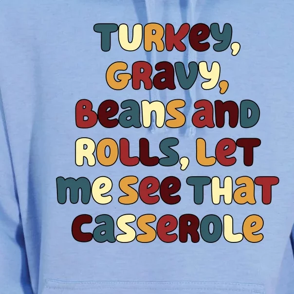 Turkey Gravy Beans And Rolls Let Me See That Casserole Funny Thanksgiving Unisex Surf Hoodie