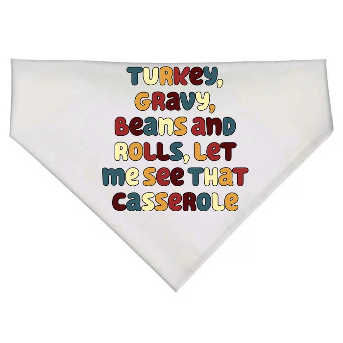 Turkey Gravy Beans And Rolls Let Me See That Casserole Funny Thanksgiving USA-Made Doggie Bandana