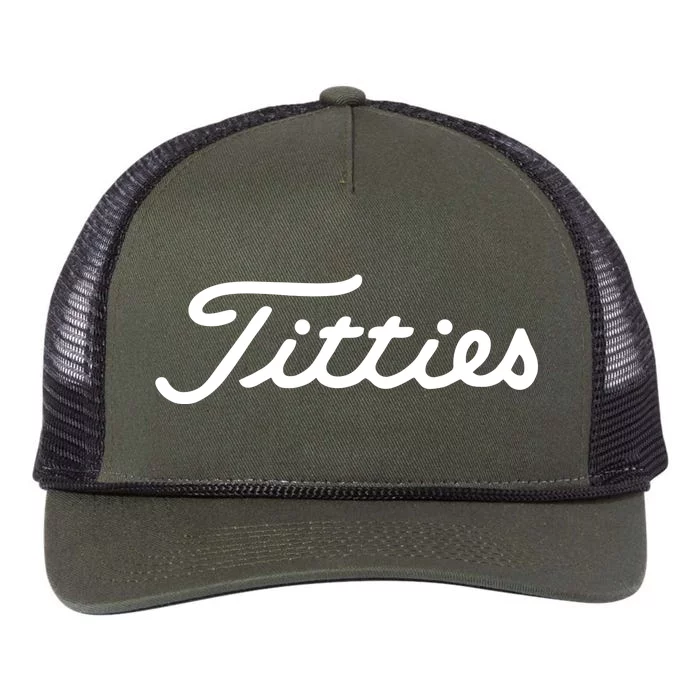 Titties Golf Bachelor Party Funny Golfing Gift Parody Retro Rope Trucker Hat Cap