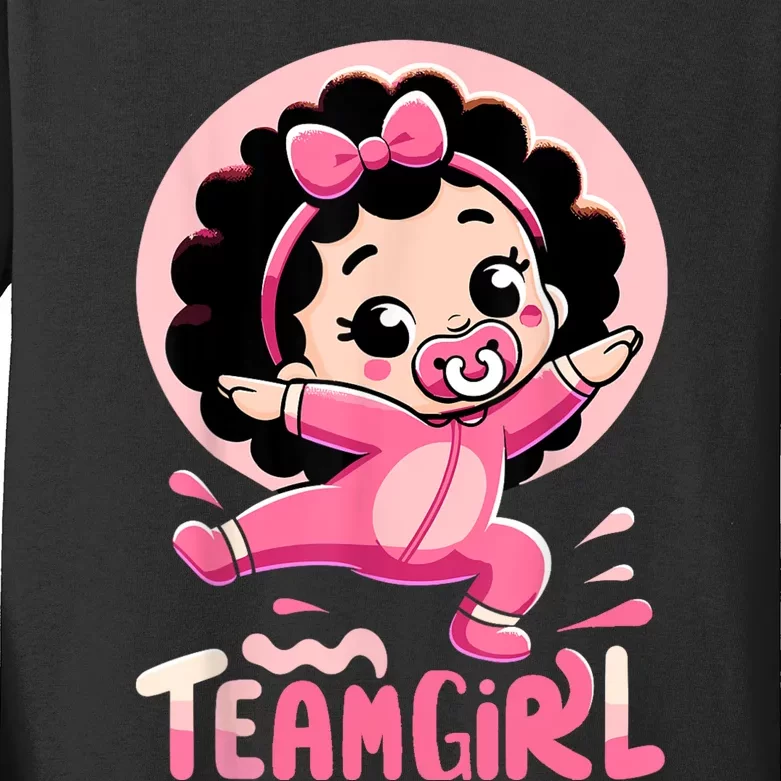 Team Girl Baby Gender Reveal Party Announcemen Kids Long Sleeve Shirt