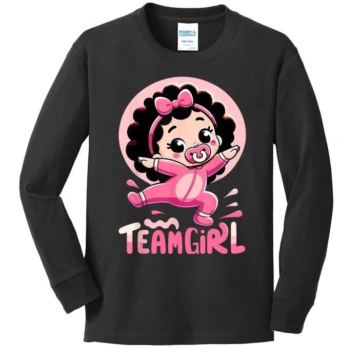 Team Girl Baby Gender Reveal Party Announcemen Kids Long Sleeve Shirt