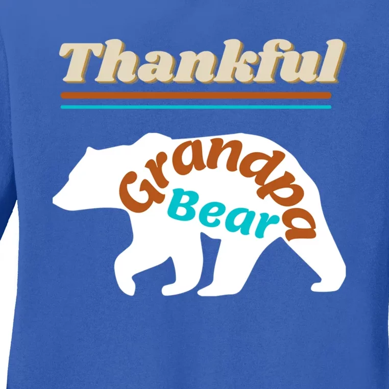 Thankful Grandpa Bear Blessed Grand Father Grateful Gift Ladies Long Sleeve Shirt