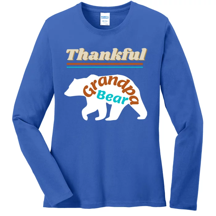 Thankful Grandpa Bear Blessed Grand Father Grateful Gift Ladies Long Sleeve Shirt