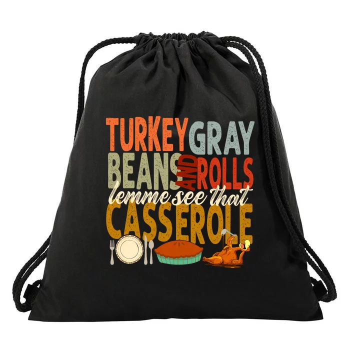 Turkey Gravy Beans And Rolls Let Me See That Casserole Fall Drawstring Bag