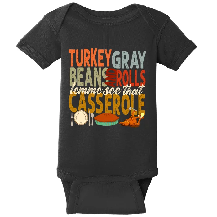 Turkey Gravy Beans And Rolls Let Me See That Casserole Fall Baby Bodysuit