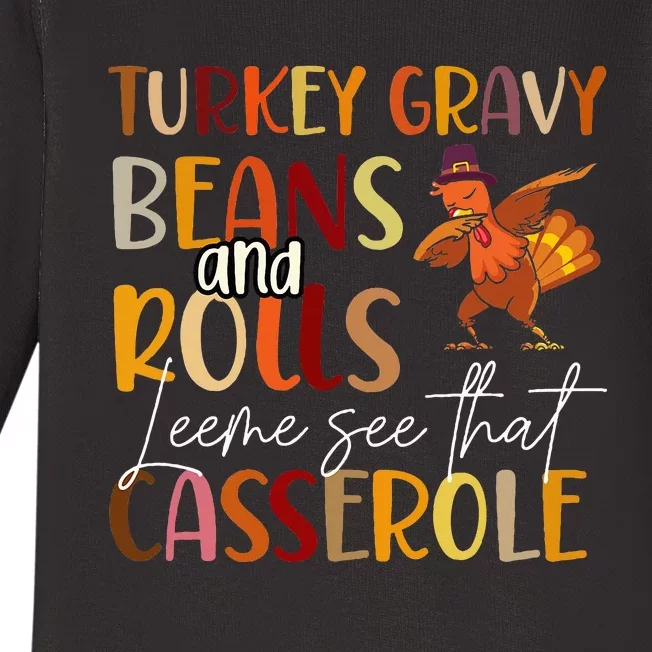 Turkey Gravy Beans And Rolls Let Me See That Casserole Baby Long Sleeve Bodysuit