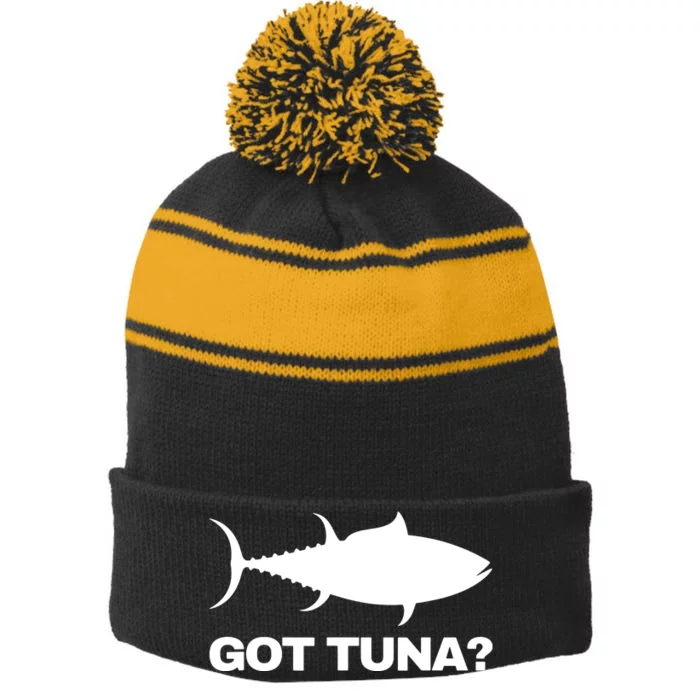 Tuna Giant Bluefin Fish Fishing Fisherman Gift Stripe Pom Pom Beanie