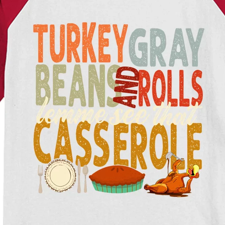 Turkey Gravy Beans And Rolls Let Me See That Casserole Fall Kids Colorblock Raglan Jersey