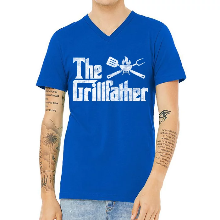 The Grillfather Bbq Grill Smoker Barbecue Chef Grill Master Cute Gift V-Neck T-Shirt