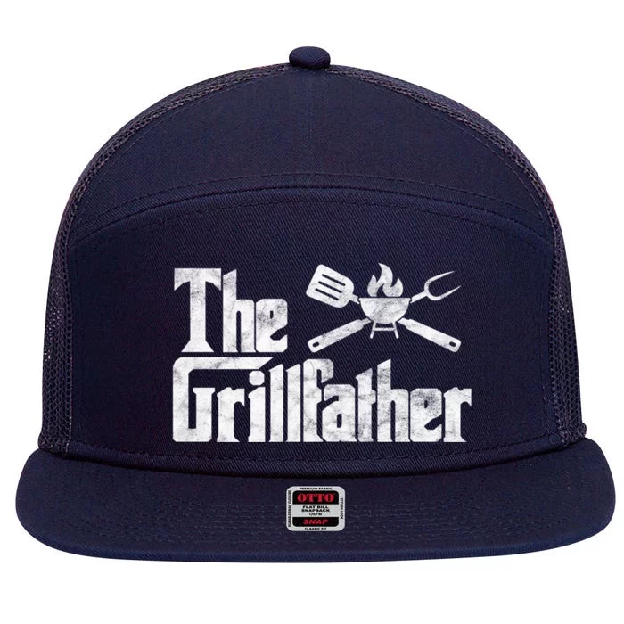 The Grillfather Bbq Grill Smoker Barbecue Chef Grill Master Cute Gift 7 Panel Mesh Trucker Snapback Hat