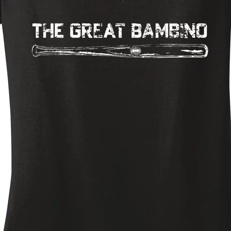 The Great Bambino Baseball Legend Sports Gift Light Women's V-Neck T-Shirt