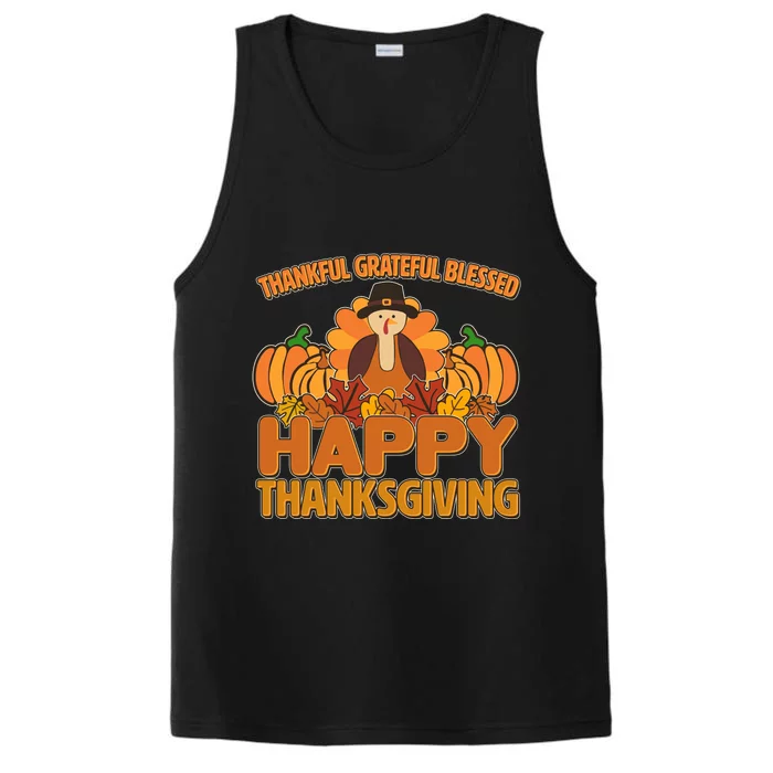 Thankful Grateful Blessed Happy Thanksgiving Turkey Performance Tank