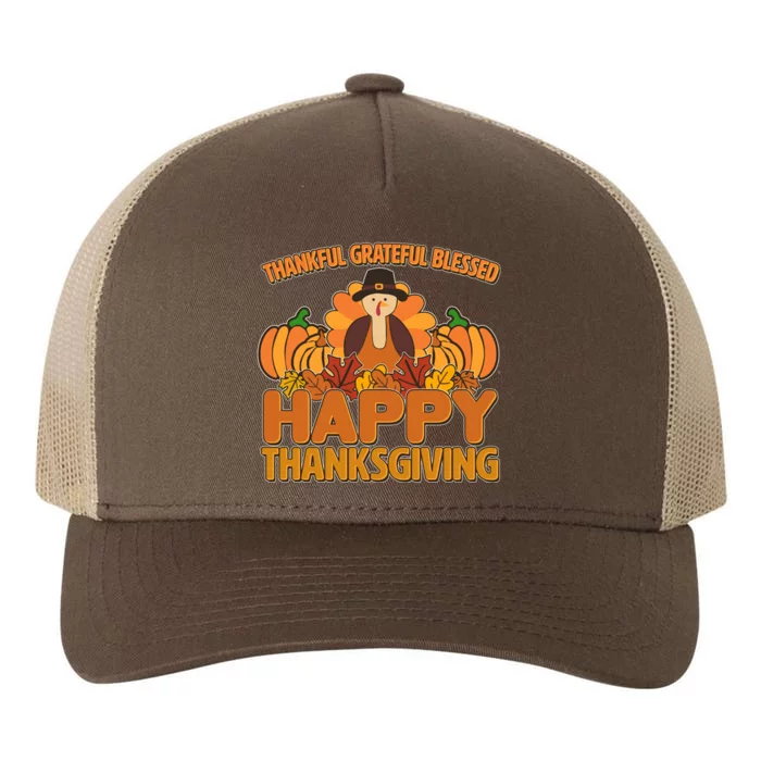 Thankful Grateful Blessed Happy Thanksgiving Turkey Yupoong Adult 5-Panel Trucker Hat