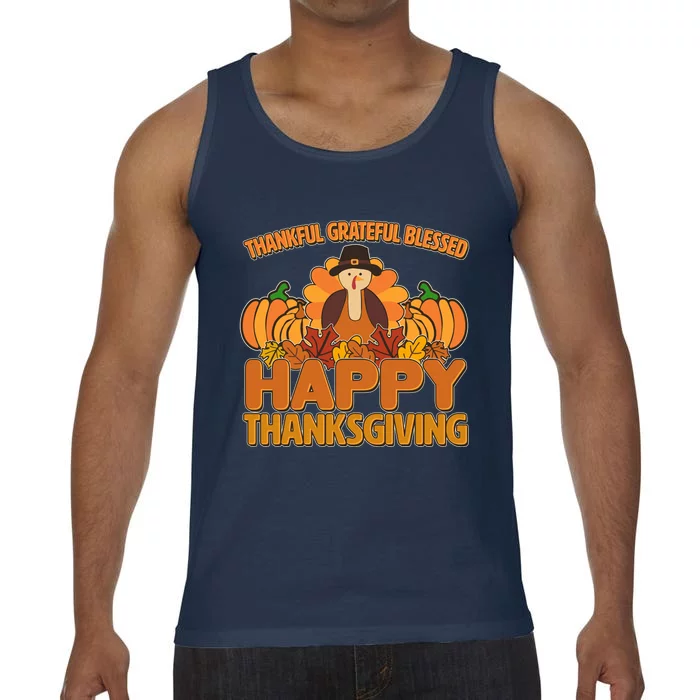 Thankful Grateful Blessed Happy Thanksgiving Turkey Comfort Colors® Tank Top