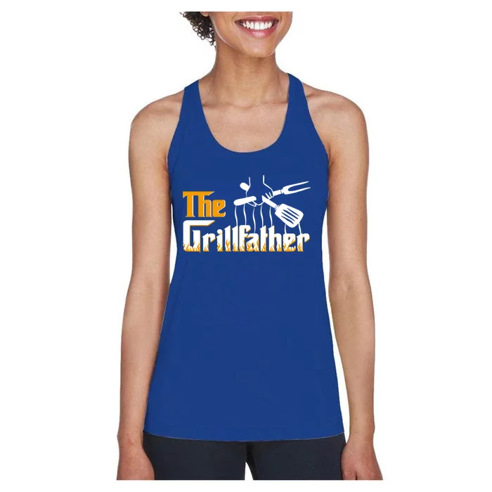 The Grillfather Bbq Grill And Smoker Barbecue Chef Gift Women's Racerback Tank