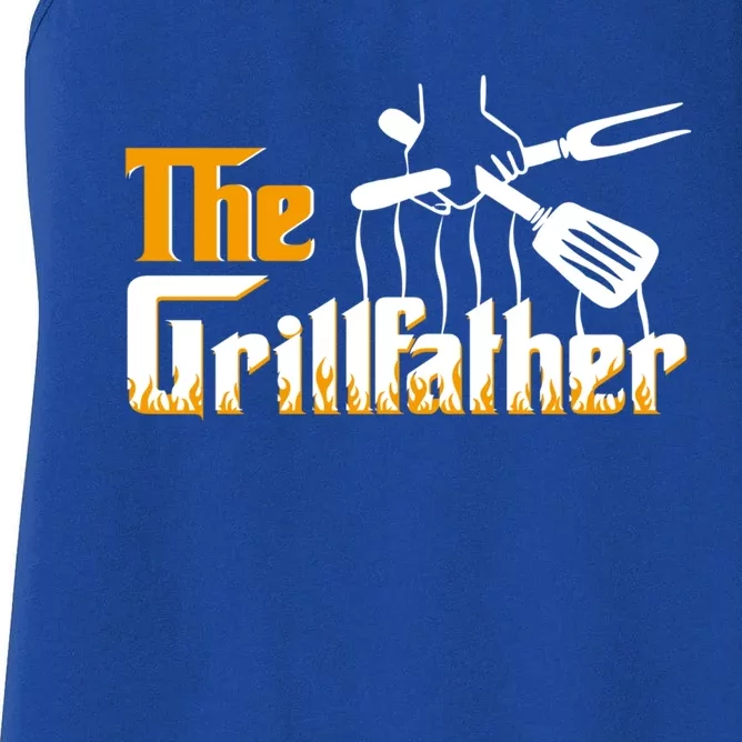 The Grillfather Bbq Grill And Smoker Barbecue Chef Gift Women's Racerback Tank