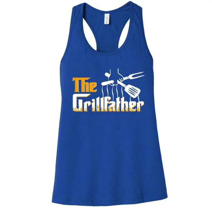 The Grillfather Bbq Grill And Smoker Barbecue Chef Gift Women's Racerback Tank