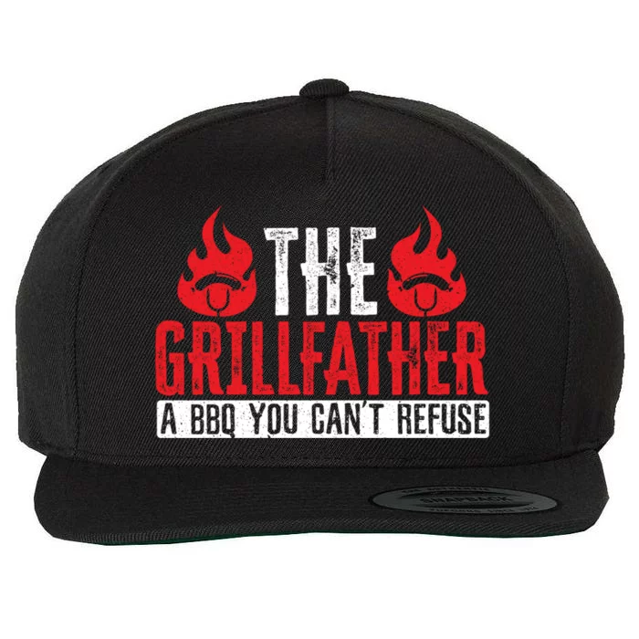 The Grillfather Bbq Grilling Grillmaster Barbecue Cute Gift Wool Snapback Cap