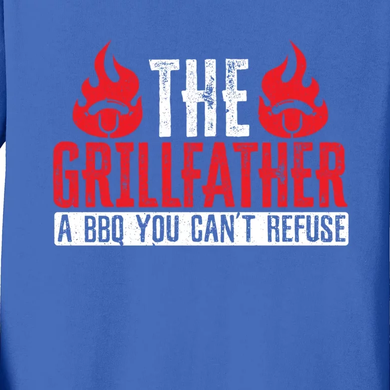 The Grillfather Bbq Grilling Grillmaster Barbecue Cute Gift Kids Long Sleeve Shirt