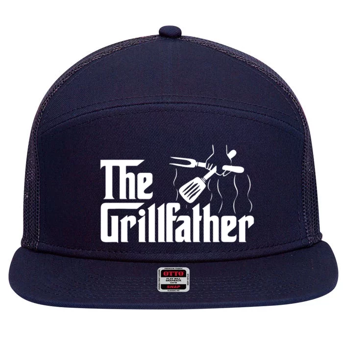 The Grillfather BBQ Grill Smoker Barbecue Chef 7 Panel Mesh Trucker Snapback Hat