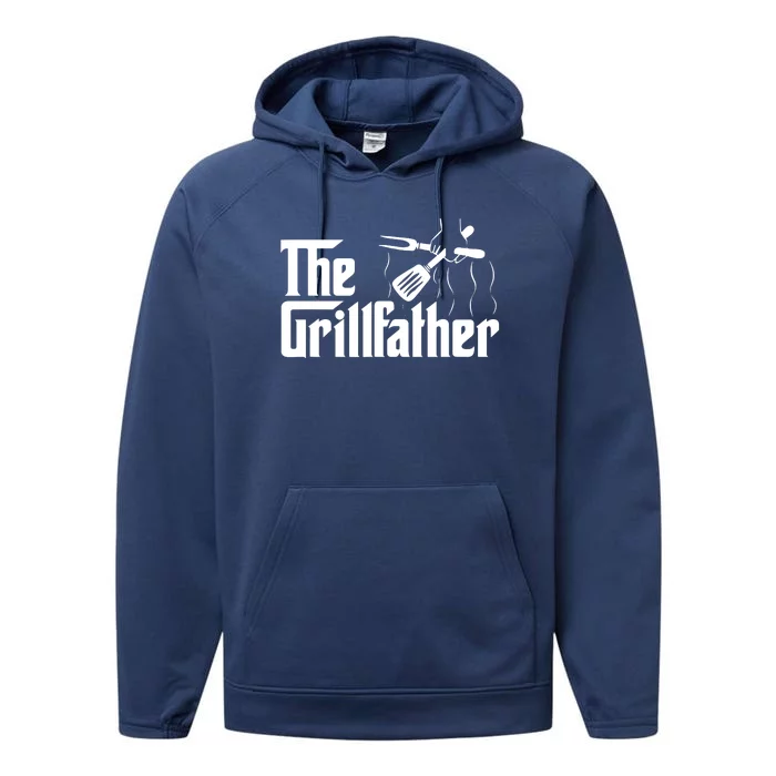 The Grillfather BBQ Grill Smoker Barbecue Chef Performance Fleece Hoodie