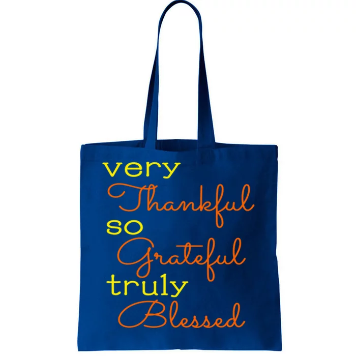 Thankful Grateful Blessed Fall Autumn Color Christian Cute Gift Tote Bag